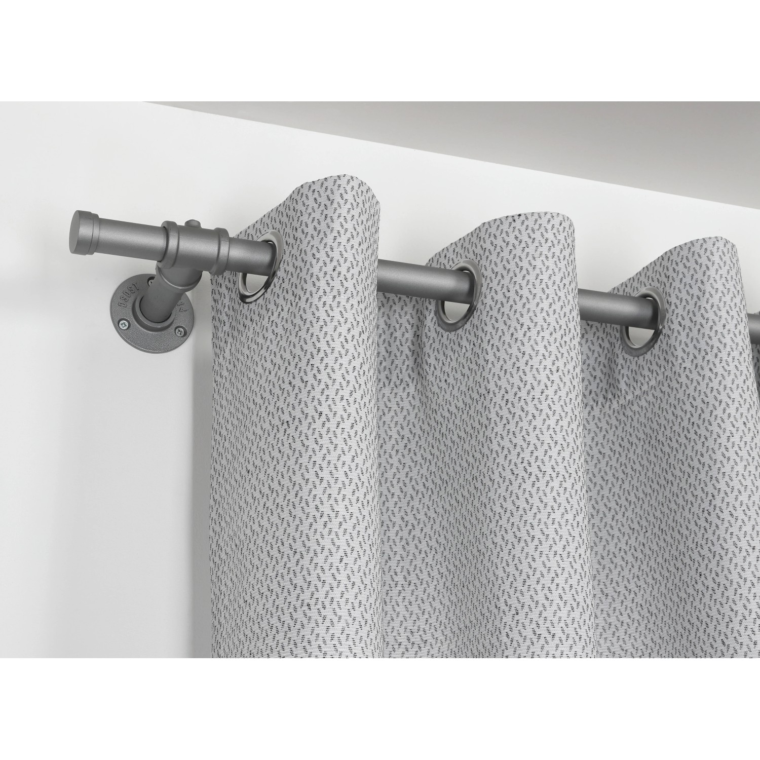 Gardinia Gardinenstange Industrial Home, Ø 25 mm, silber, 240 cm mit Vorhang.