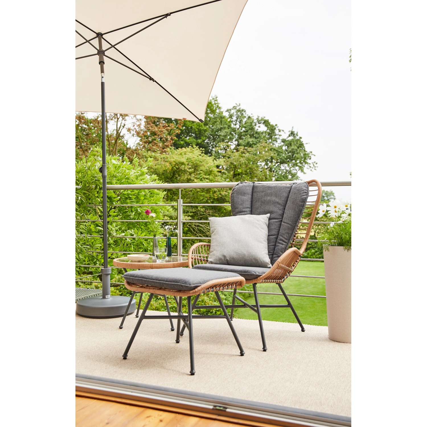 Siena Garden Marktschirm City 180 cmx 180 cm Natur mit Neigungsfunktion