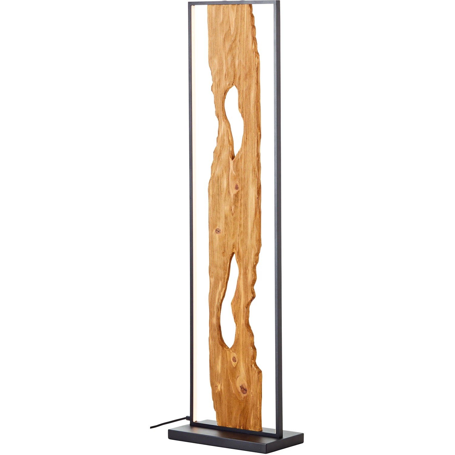 Brilliant LED-Standleuchte Chaumont, 120cm, schwarz/Holz, Design-Stehlampe mit warmweißem Licht.