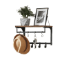 Songmics Wandgarderobe Barnet-old mit Ablage, 8 Haken, braun-schwarz. Garderobe mit Hut, Schlüssel und Deko.