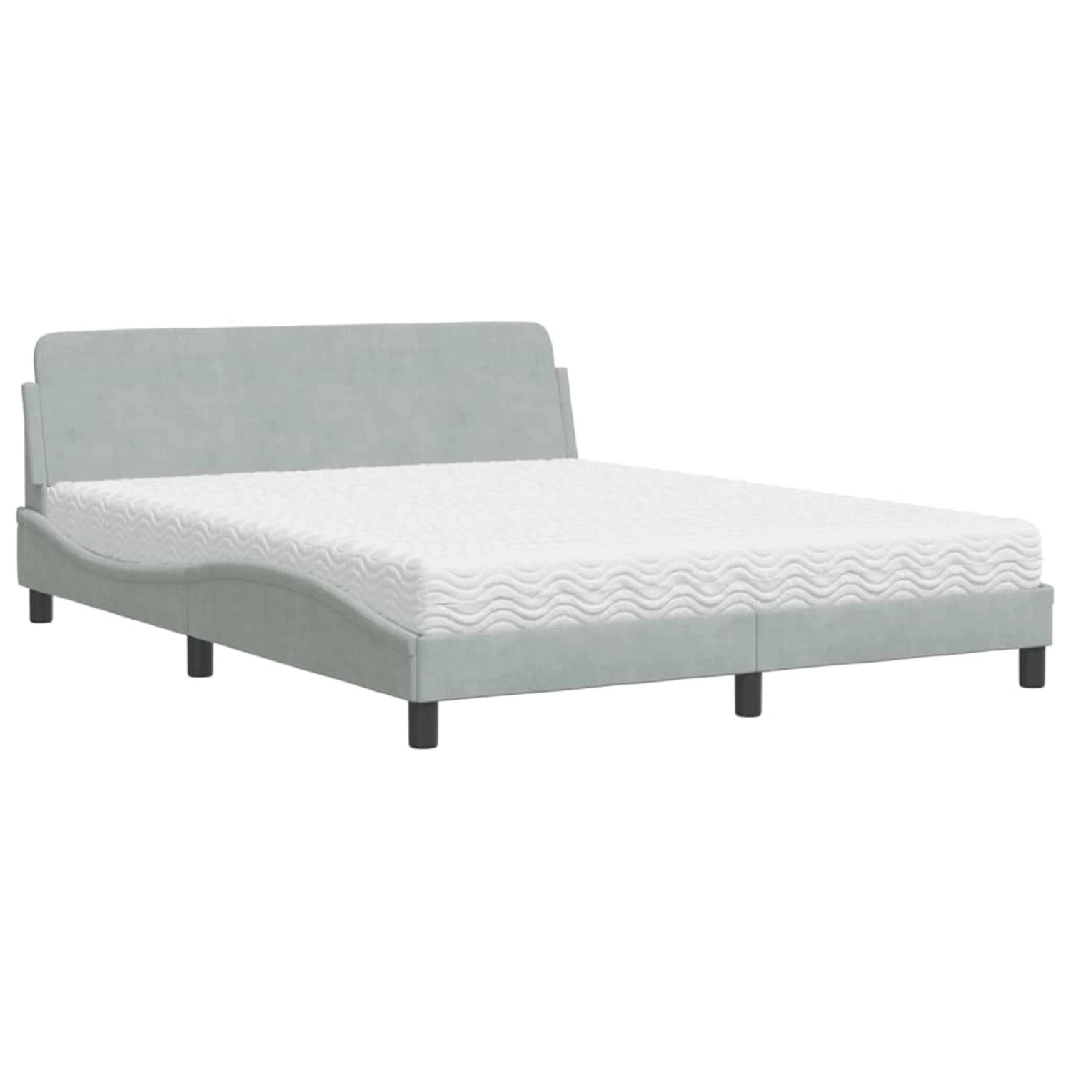 vidaXL Bett mit Matratze Hellgrau 160x200 cm Samt Modell 12007636