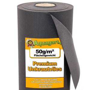 Rolle Aquagart Unkrautvlies, 50g/m², 1,6m breit, zur Unkrautbekämpfung im Garten.