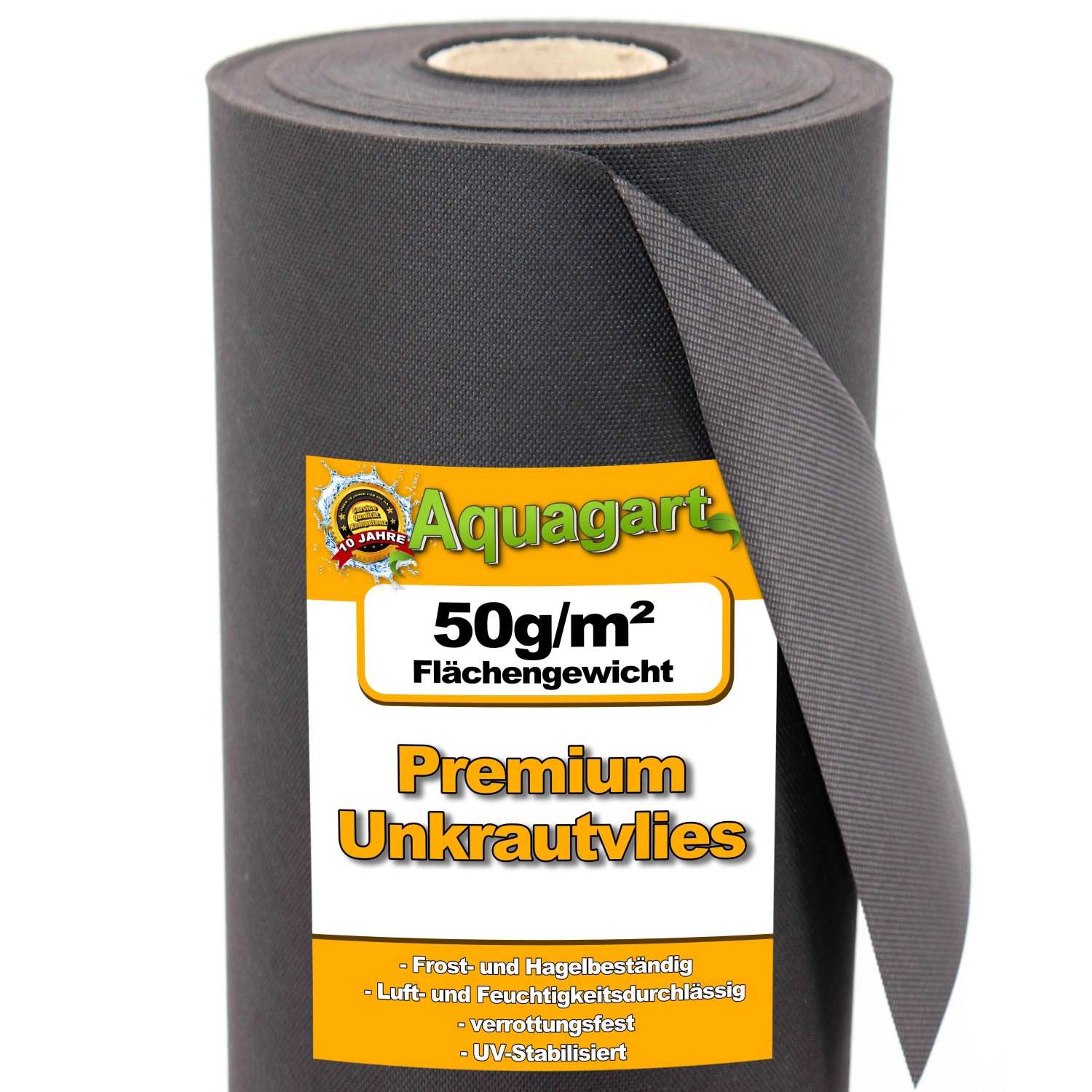 Aquagart 10m² Gartenvlies Unkrautvlies Mulchvlies Vlies 50g 1,6m Breit