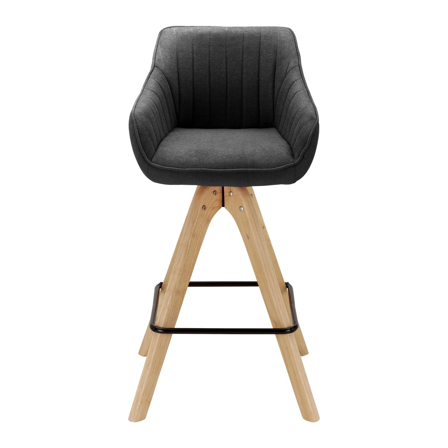 Bessagi Home Barhocker Leonie Dunkelgrau Webstoff Drehbar Gepolstert_6