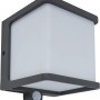 Anthrazitfarbene Lutec LED Solar Wandleuchte Doblo mit Bewegungsmelder.