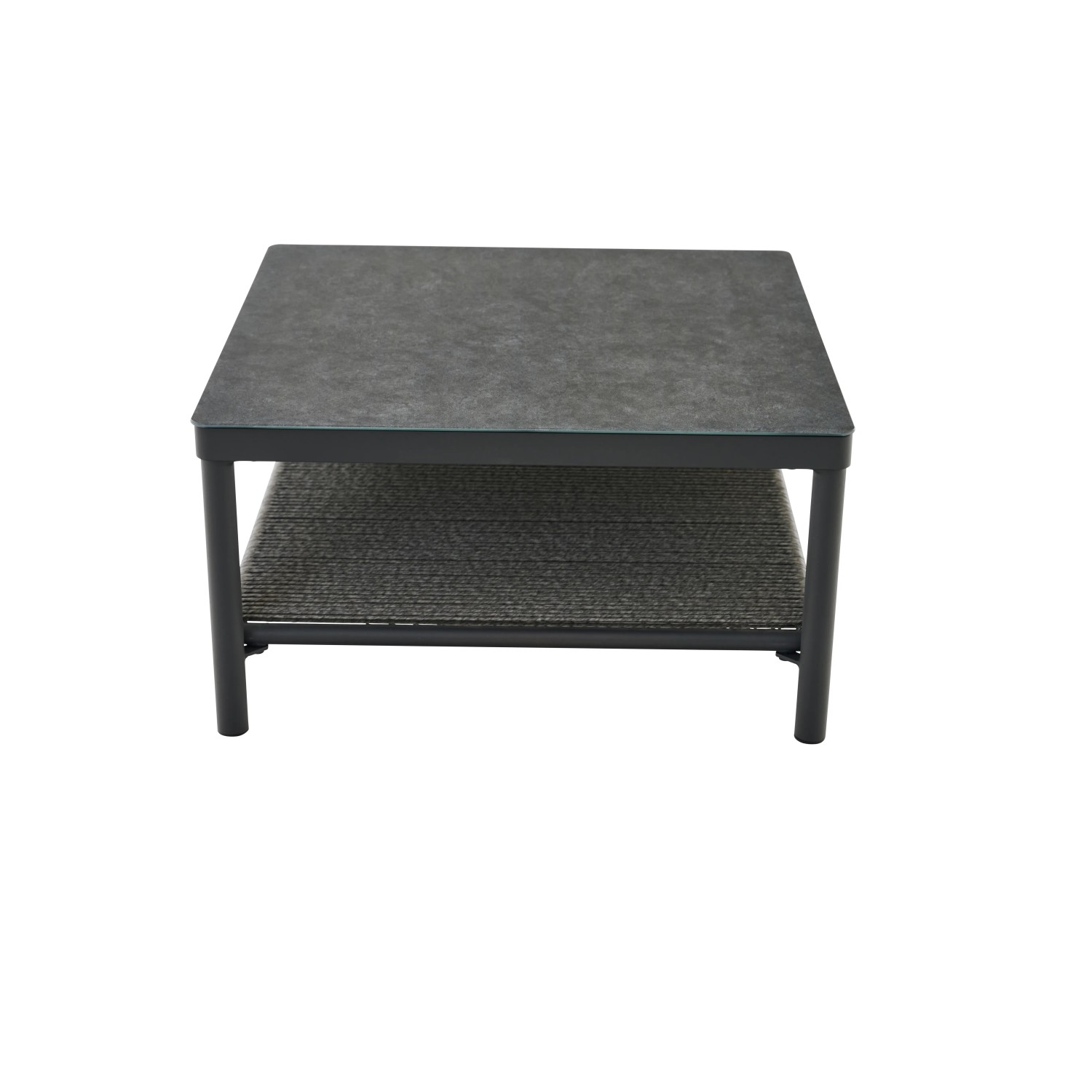 Quadratischer Siena Garden Gartentisch in Anthrazit, 75x75 cm, mit Ablage.