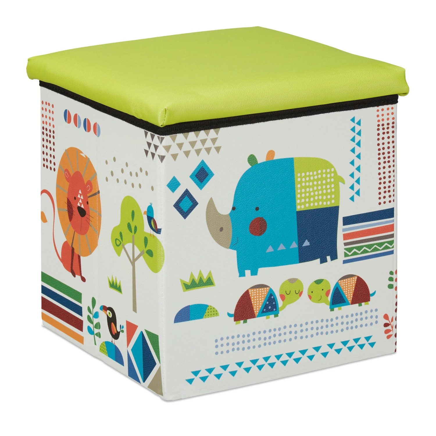 Relaxdays Sitzhocker Kinder MDF Vlies PVC Schaumstoff Tiere Faltbar 31 cm x 31 cm x 31 cm 1,8 kg