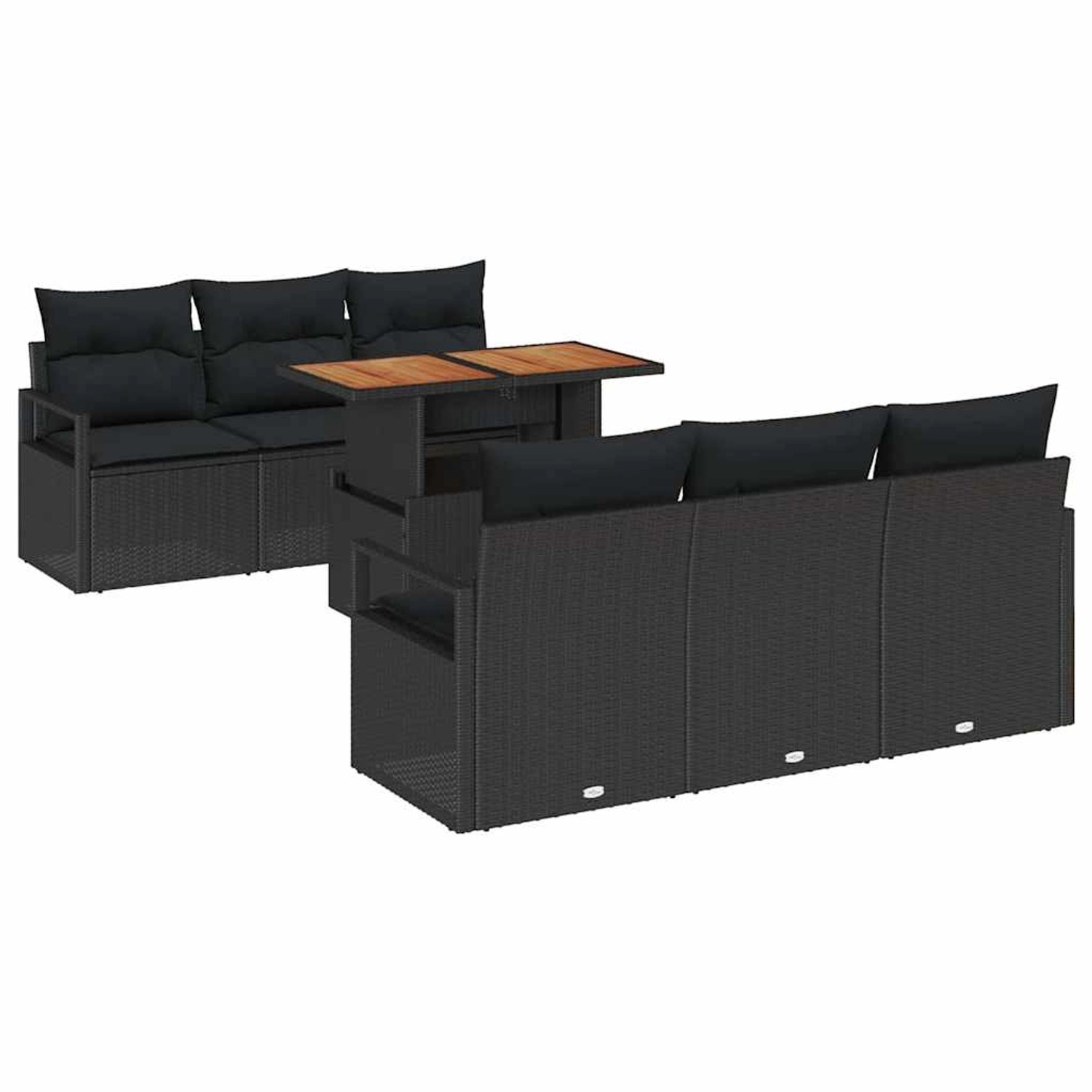 vidaXL Garten-Sofa-Set mit Speicher 7-Tlg Schwarz Poly Rattan 3358396 günstig online kaufen