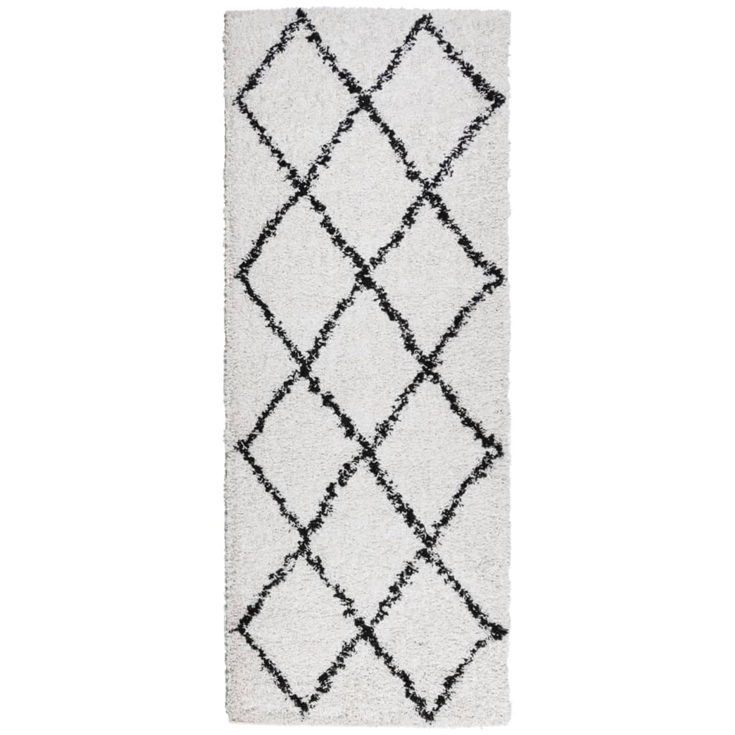 vidaXL Teppich Shaggy Hochflor Modern Creme Und Schwarz 80x200 Cm 1956815 günstig online kaufen