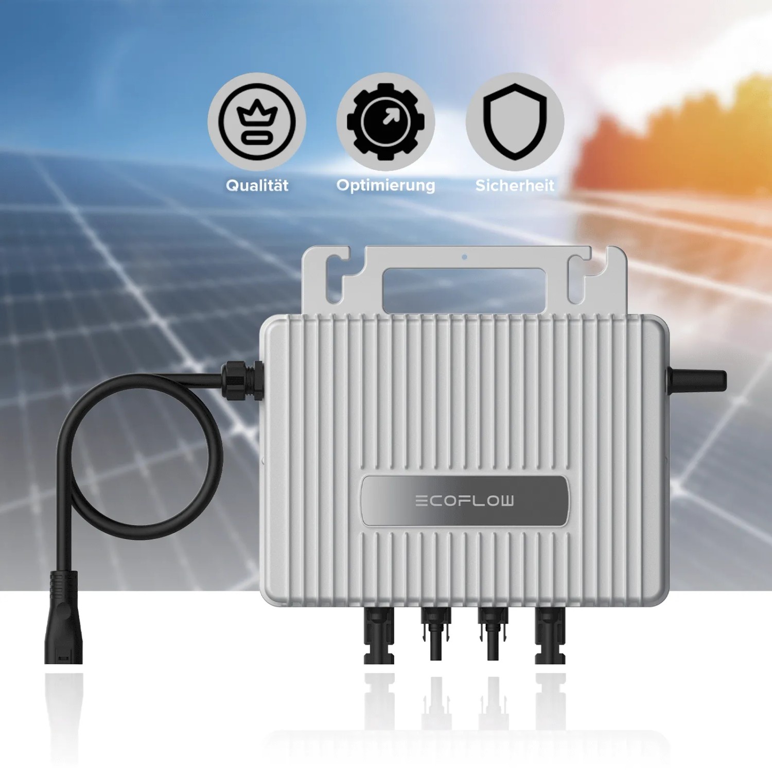 ECOFLOW Mikro-Wechselrichter 800W für Balkonkraftwerk mit Kabel & Verlängerungen.