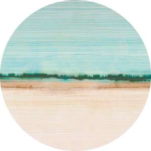 Runde, selbstklebende Vliesfototapete Dot Beachside von Komar mit Strandmotiv, Ø 125 cm.