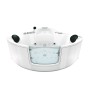 Weiße AcquaVapore Eck-Badewanne W60-SC 140x140 mit Tür und Whirlpoolfunktion.