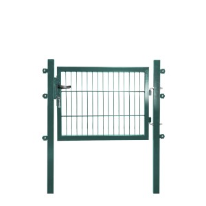 Grünes Gartentor aus Stahl mit Stabmattenfüllung, 75x100 cm.