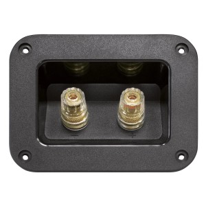 Dynavox Lautsprecher Anschluss Terminal mit vergoldeten Bananenbuchsen für sicheren Anschluss.