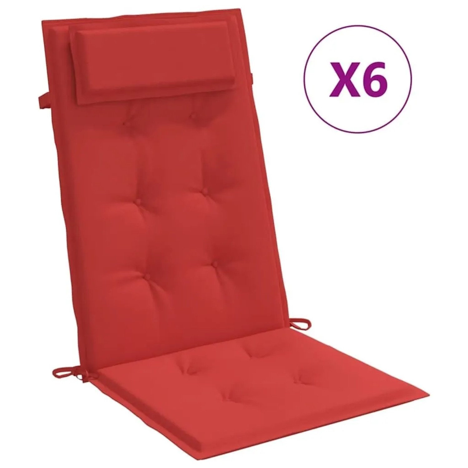 vidaXL Hochlehner-Auflagen 6 Stk Rot Oxford-Gewebe 361894_3