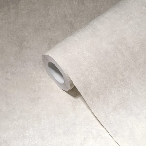 Livingwalls Tapete in Beton-Optik, Grau und Weiß, gerollt.