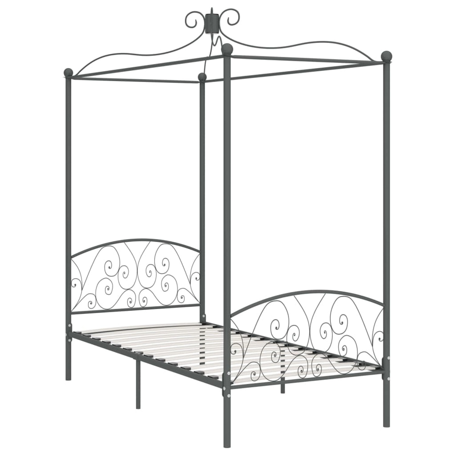 Thumbnail - vidaXL Himmelbett-Gestell Grau Metall 90 x 200 cm618249