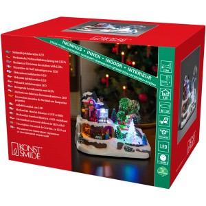 Konstsmide LED Szenerie Bahnhof mit Kristallbaum, 9 bunte Lichter, animierte Weihnachtsdeko für Innen.