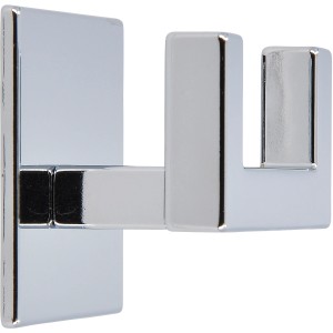 Siro Haken 2331, selbstklebend, verchromt, glänzend. Garderobenhaken aus Metall mit zwei Aufhängemöglichkeiten.