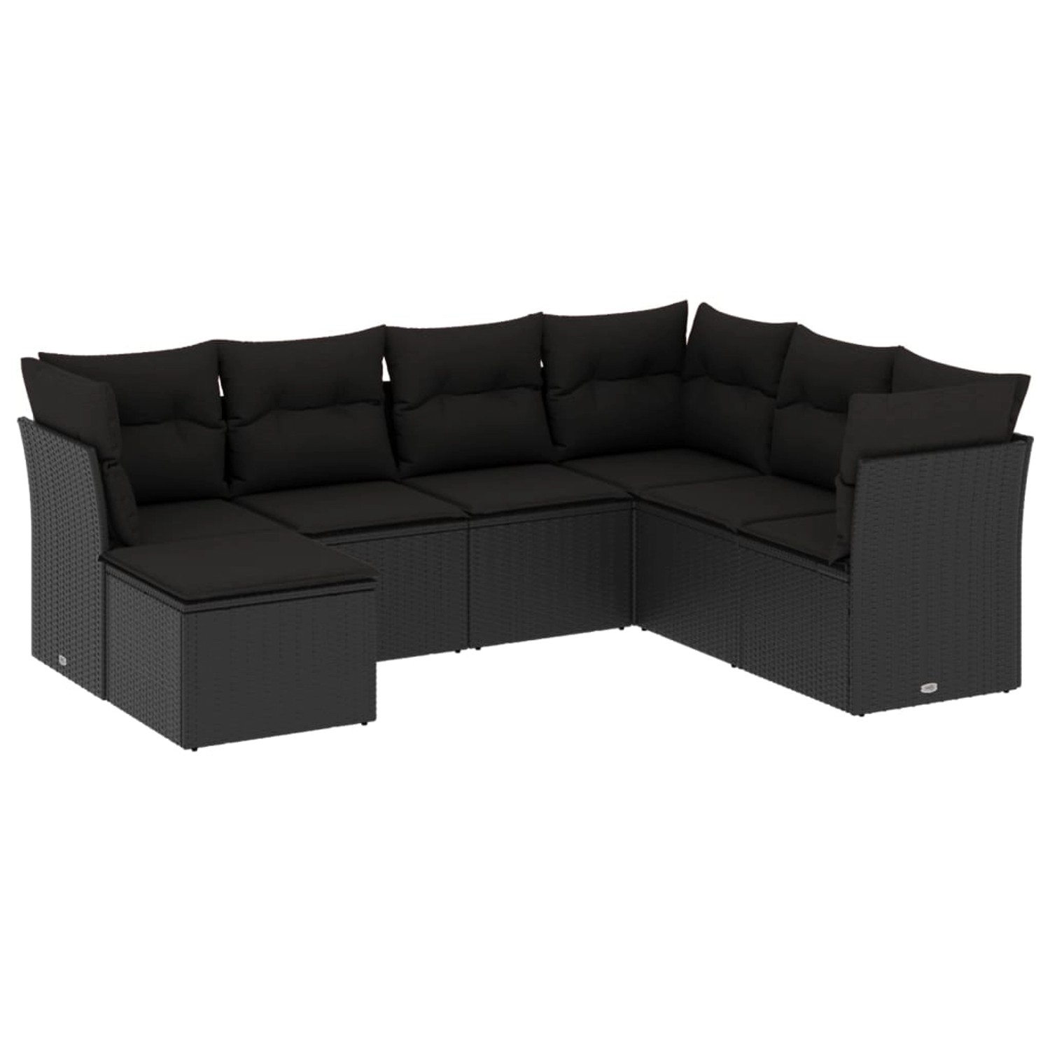 vidaXL 7-tlg Garten-Sofagarnitur mit Kissen Schwarz Poly Rattan Modell 66 günstig online kaufen