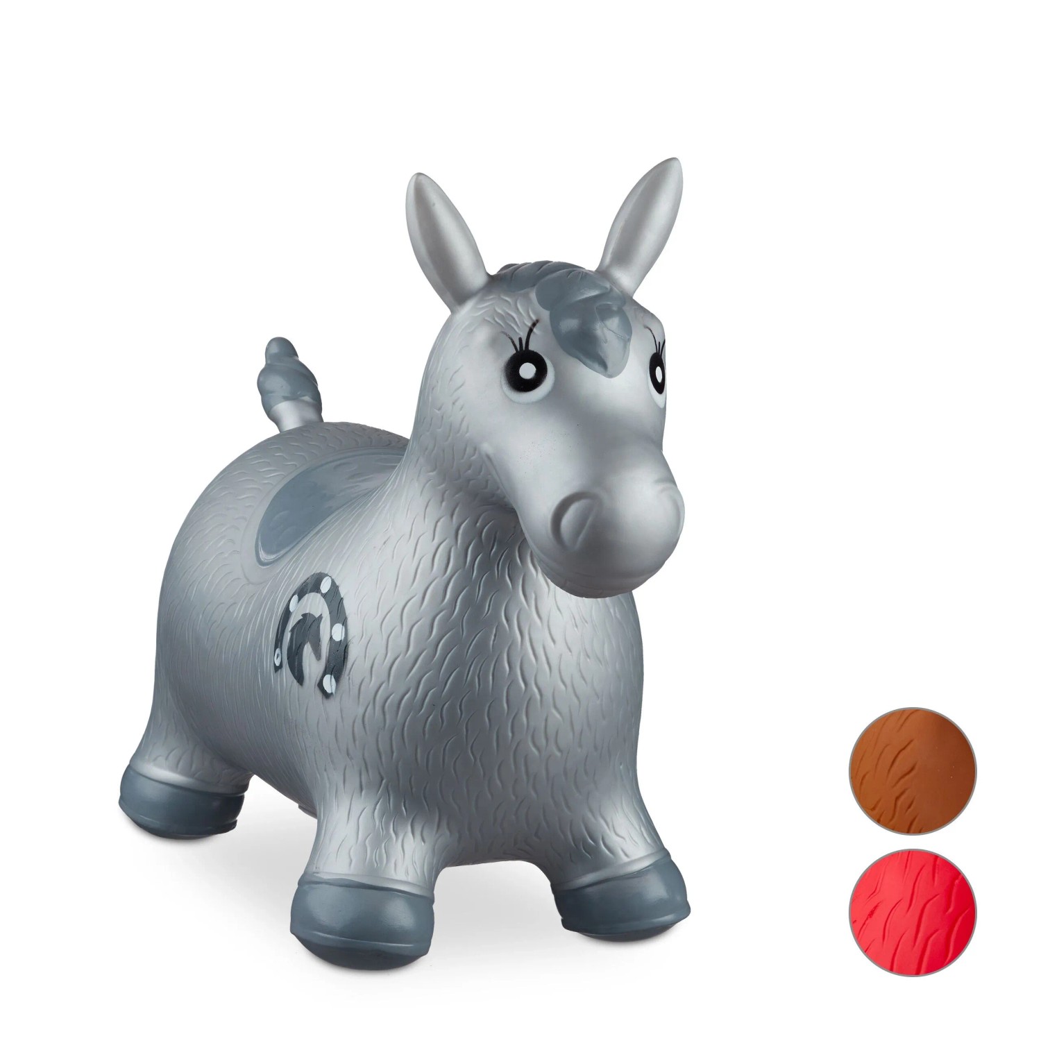 Relaxdays Hüpftier Pferd Kunststoff Grau BPA-frei 48 cm x 26 cm x 58 cm 1,3 kg
