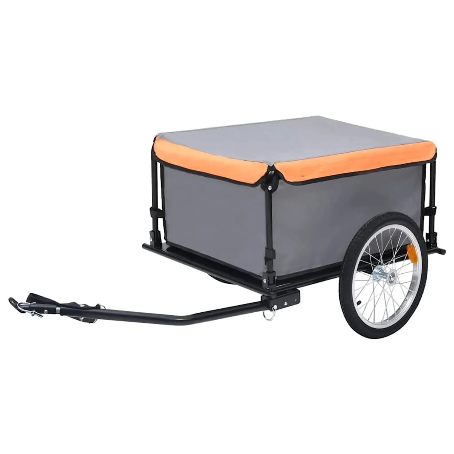 DELUKE Fahrrad Lastenanhänger FARI Schwarz-orange Bis 65kg Klappbare Deichsel Transportanhänger Fahrradanhänger Anhänger Für Fahrrad