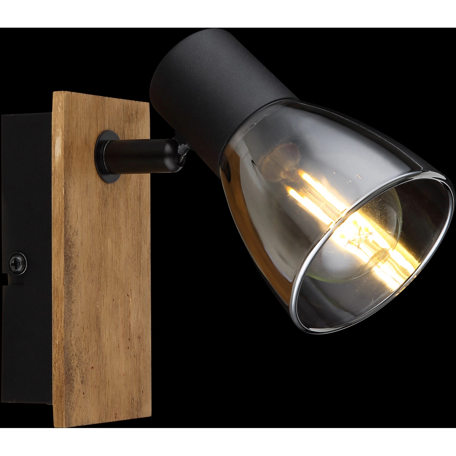 Globo Strahler Claude, 1-flammig, dunkelbraun/rauchfarben, Holz/Metall, für E14 Leuchtmittel