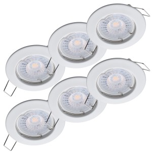 Oktaplex 6er Set Einbauleuchte Sedan inkl. LED-Module Warmweiß 380lm 4,8W Weiß LED Deckenstrahler