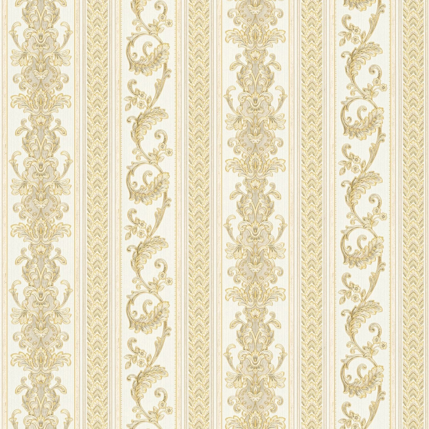 PROFHOME 335473-GU Barock Tapete Streifen Matt Gold Creme 0,53 m x 10,05 m günstig online kaufen