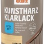 Dose OBI Kunstharz Klarlack, transparent, seidenmatt, 375ml. Für Holz im Innen- und Außenbereich.