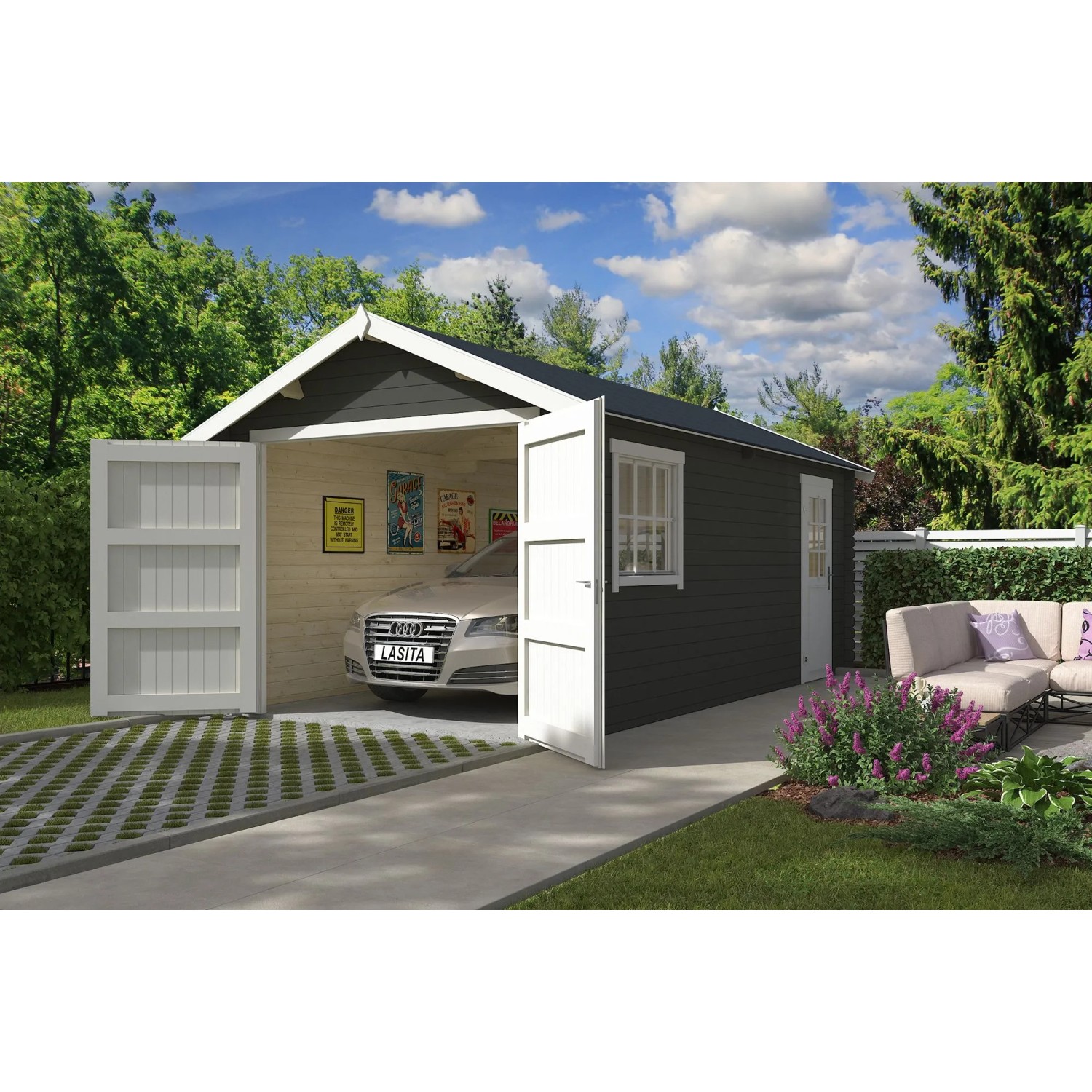 Lasita Garage Dillon 300 cm x 540 cm Grau-Grün