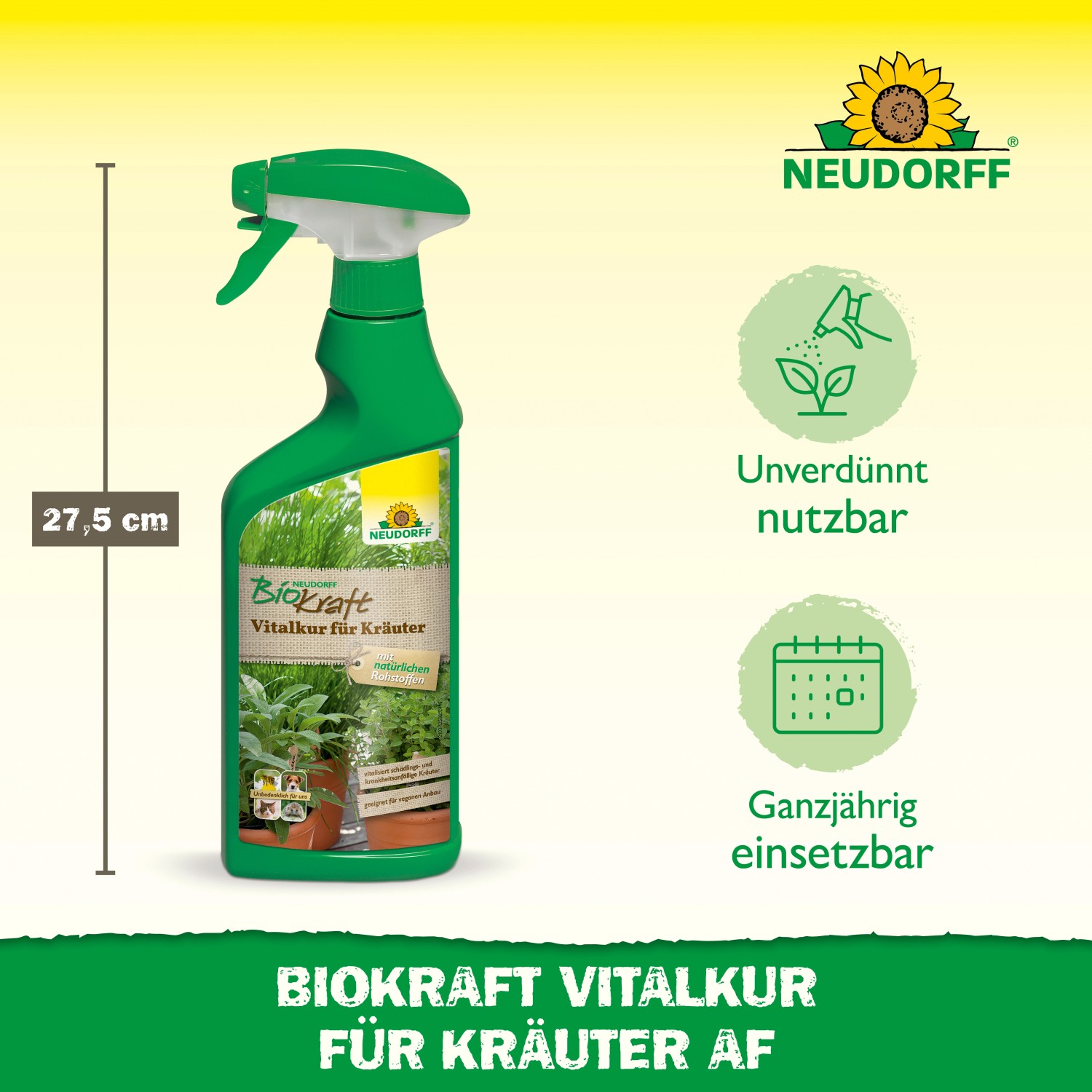 Neudorff BioKraft Vitalkur für Kräuter, 500ml Sprühflasche zur Pflanzenstärkung.