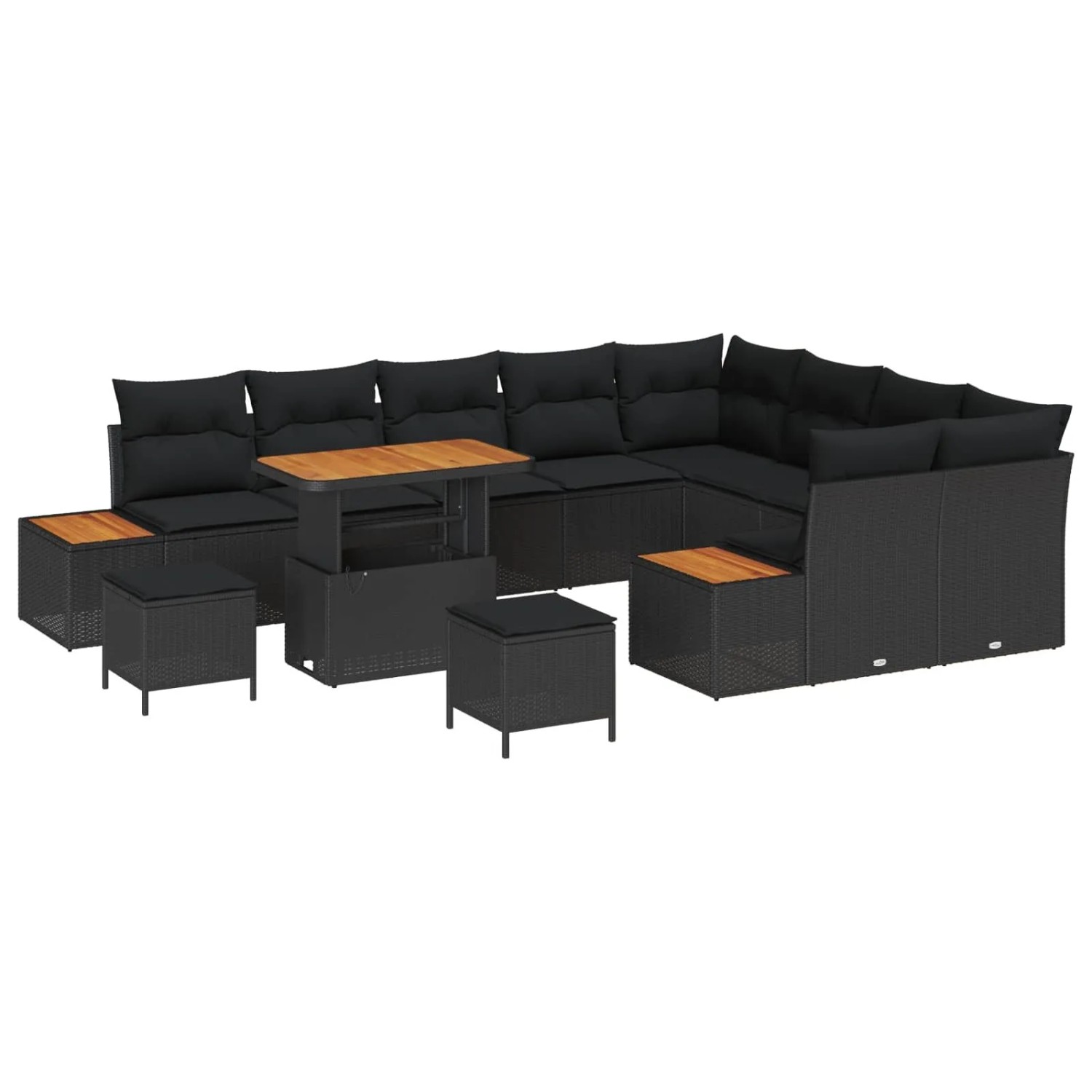 vidaXL Gartensofa-set mit Kissen 12-Tlg Schwarz Poly-Rattan 3364904 günstig online kaufen