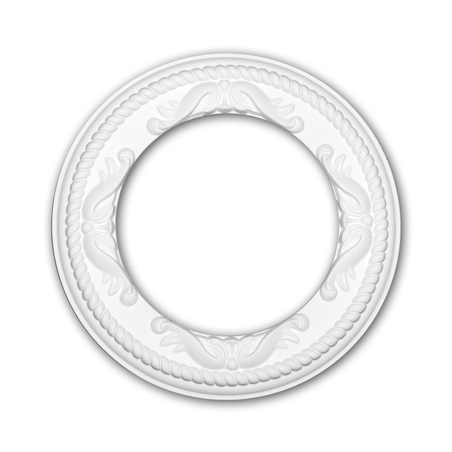PROFHOME 156052 RoSette aus Polyurethan Stuck DeckenroSette Zierelement 31 cm 31 cm x 2,8 cm Weiß
