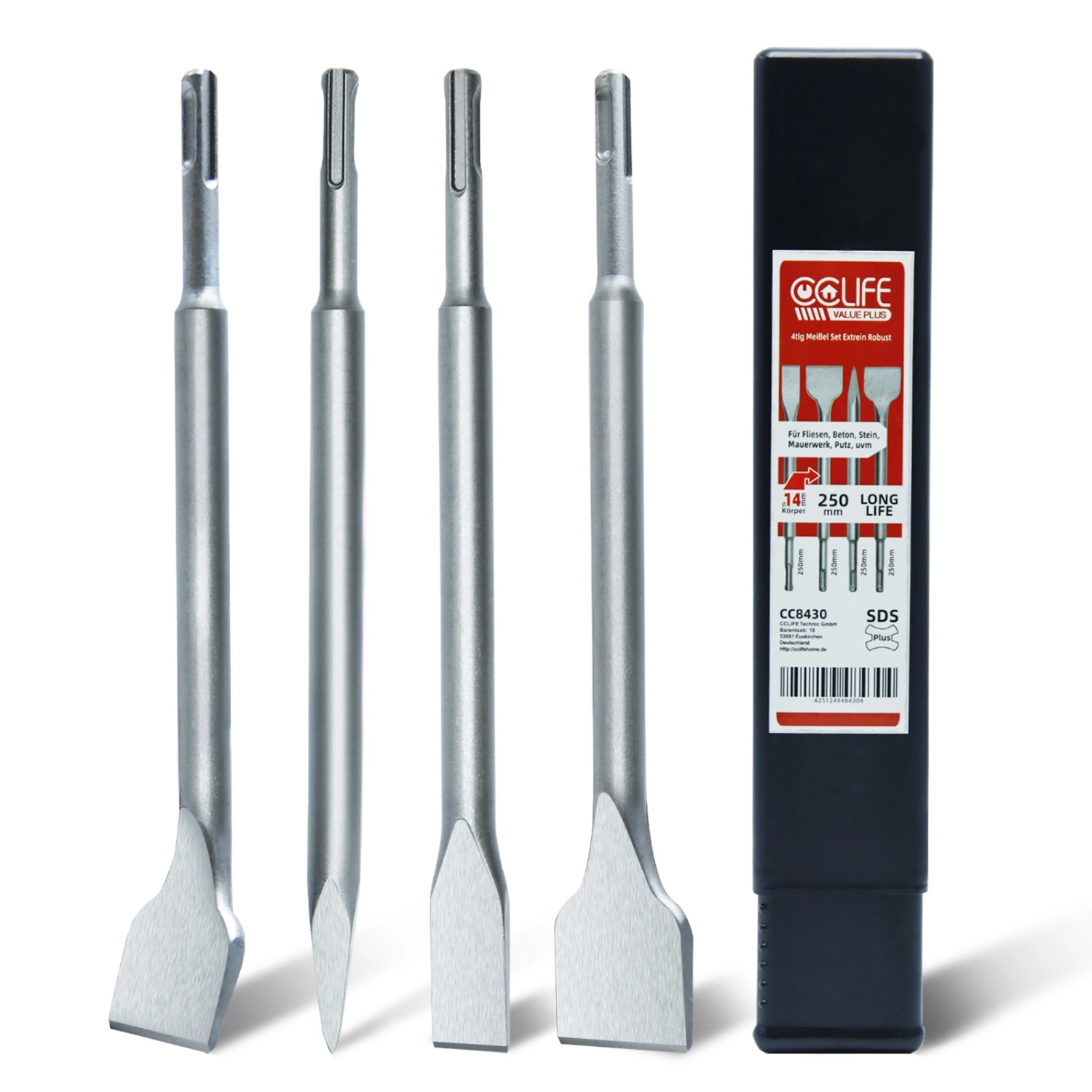CCLIFE 4tlg SDS Plus Meißel Set Fliesenmeißel Gerade und Angewinkelt Spitzm günstig online kaufen