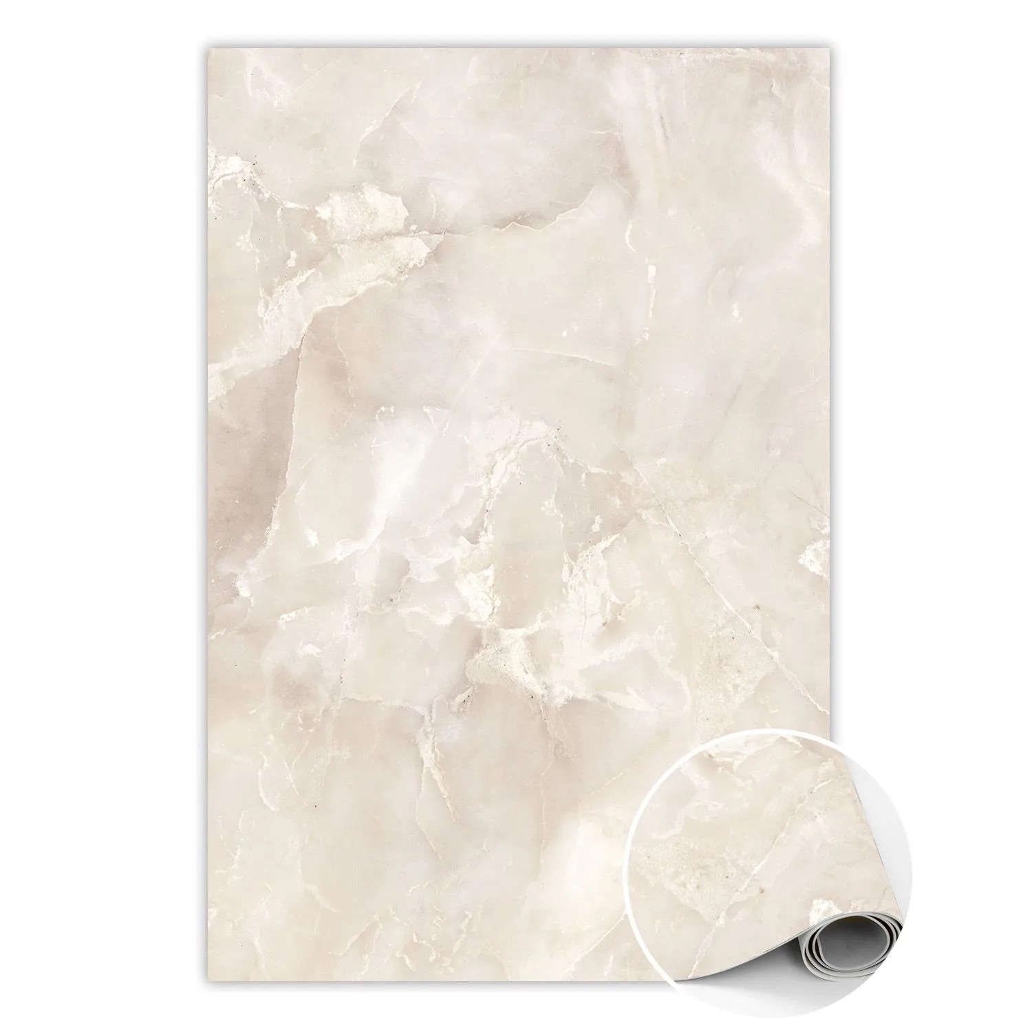 Tulup Teppich Marmormuster Vinyl Vloerkleed 140x210 cm Beige Vinyl Tapijt P günstig online kaufen