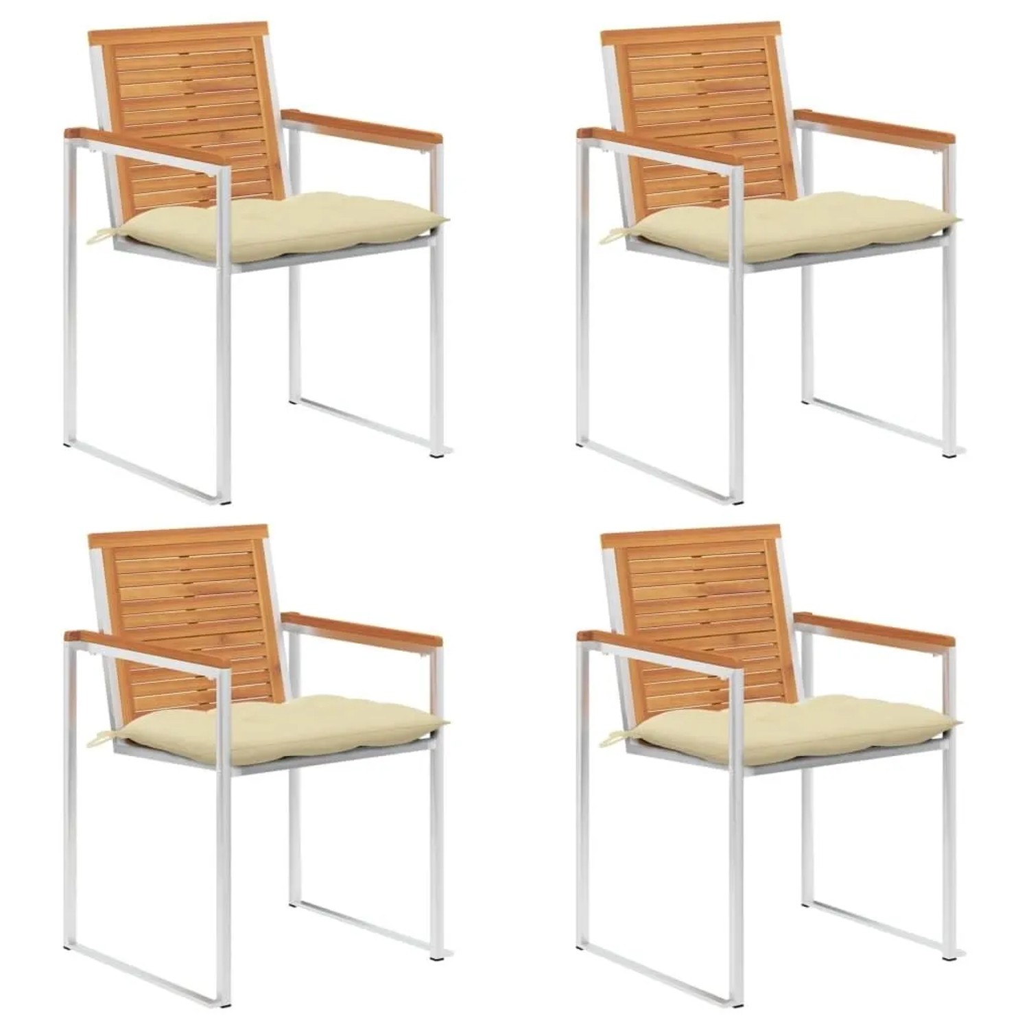 vidaXL Gartenstühle 4 Stk mit Kissen Massivholz Akazie 3078487