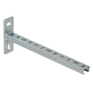 Dalsys Schienenkonsole 32cm, verzinkter Stahl, silberner Wandausleger für Rohrtrassen.