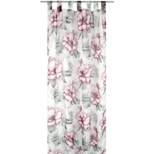 Arsvita Gardine mit Blumenmuster, Schlaufenschal, 140x245 cm, Voile, für Fenster.