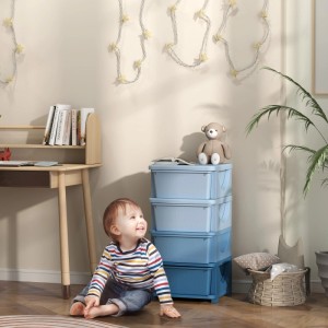 HOMCOM Schubladenschrank  Kunststoff Blau 37L x 37B x 76H cm