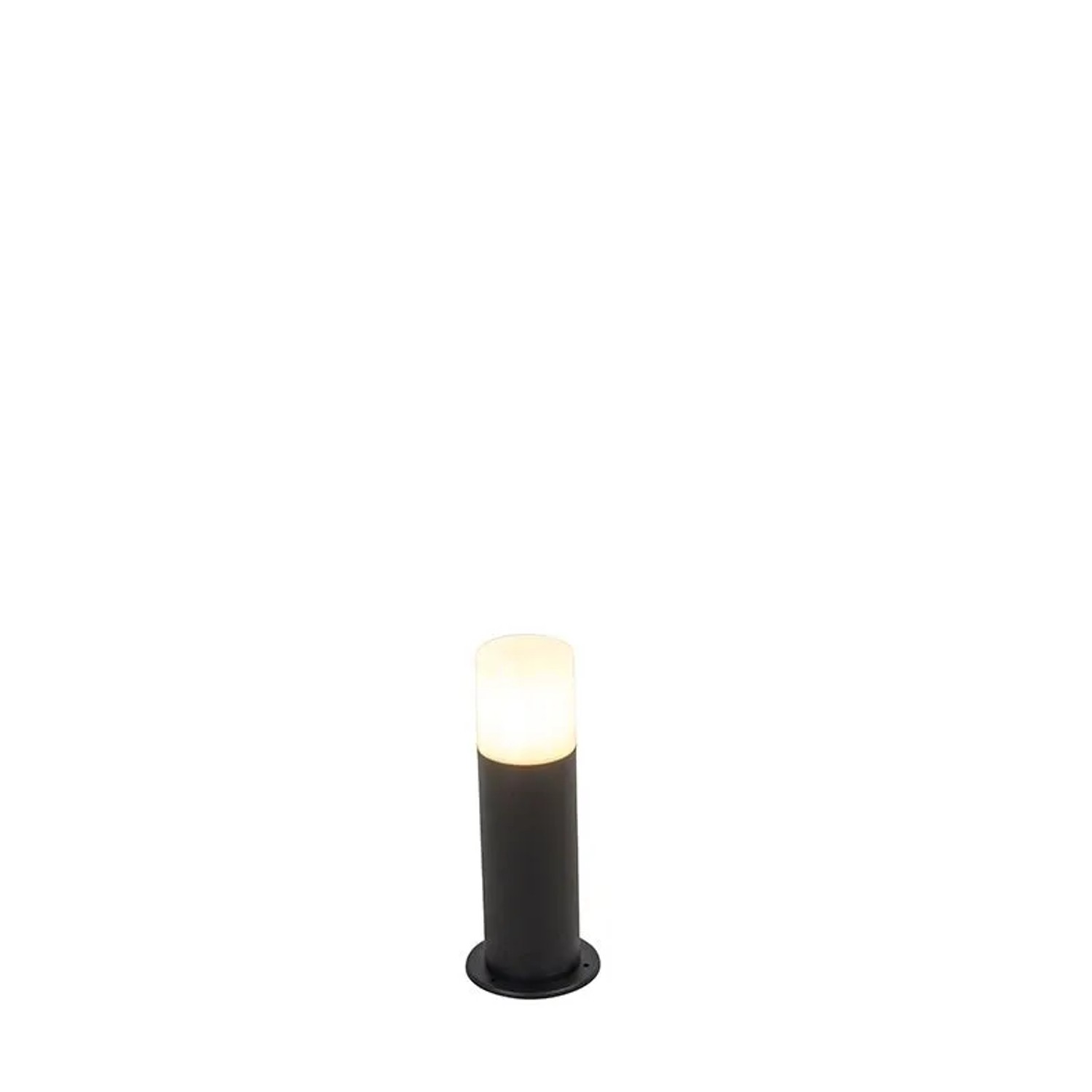 QAZQA Stehende Außenlampe Schwarz mit Opalschirm Weiß 30 cm IP44 Odense
