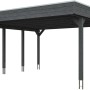Moderner, schiefergrauer Doppelcarport Friesland mit Aluminiumdach, stabile Holzkonstruktion.