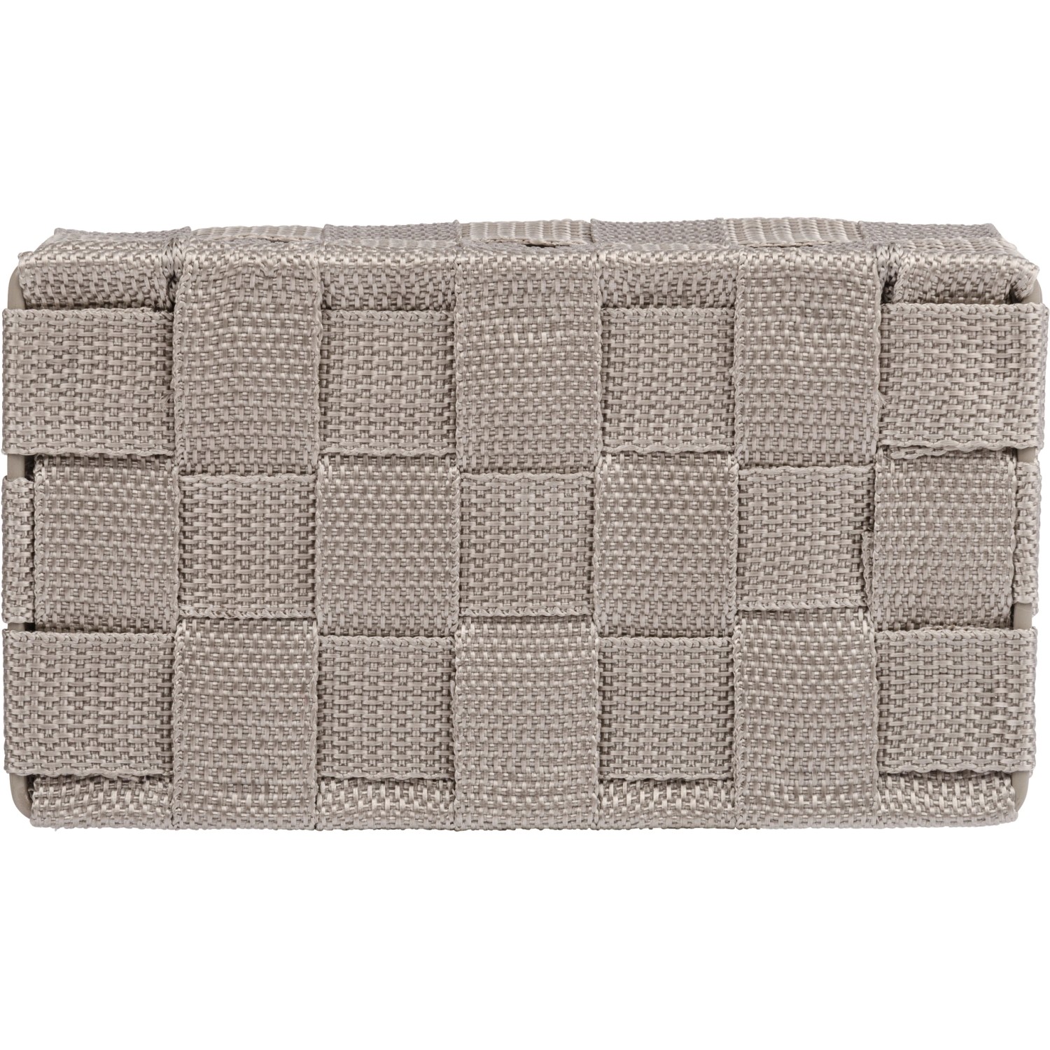 Wenko Badorganizer Adria Mini Taupe, Aufbewahrungsbox mit Deckel aus Kunststoff-Geflecht.
