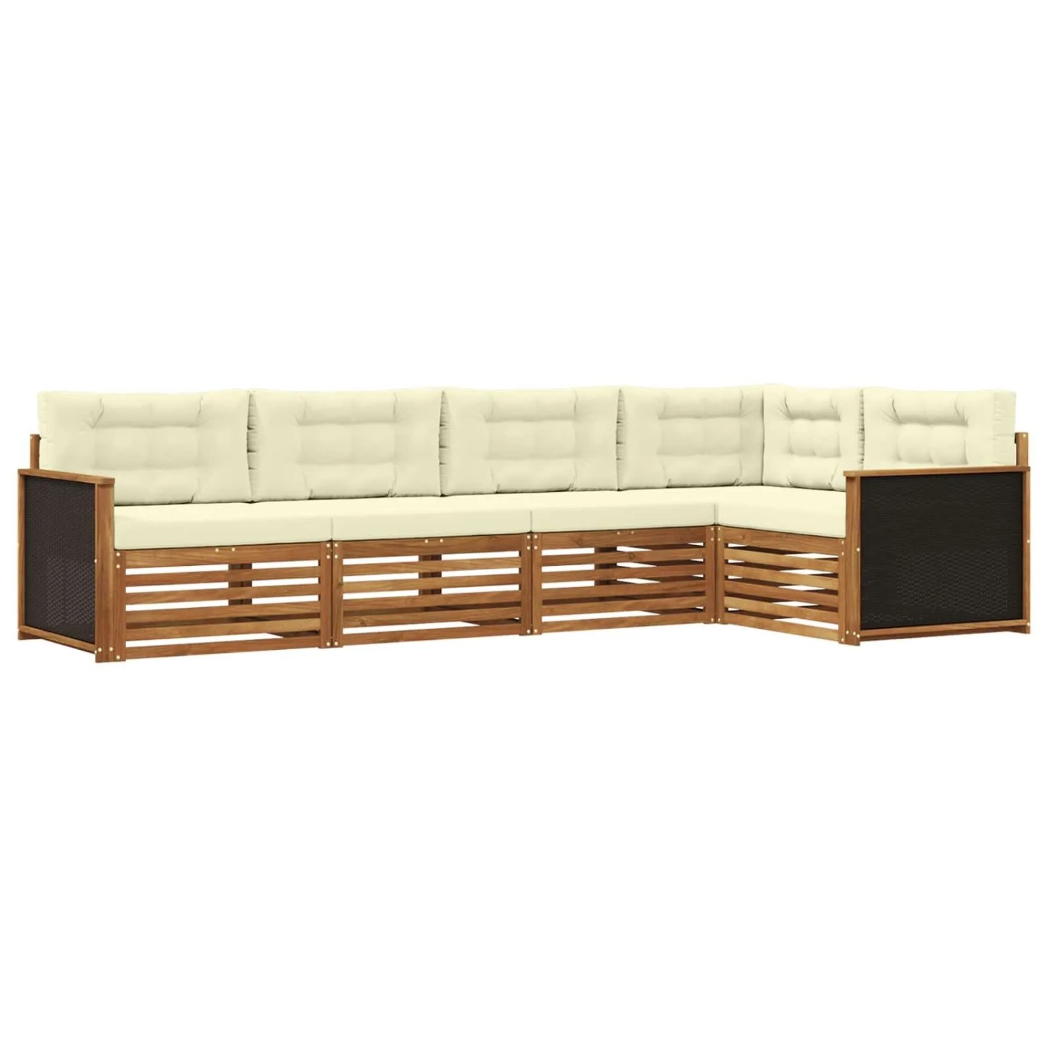 vidaXL Outdoor-Sofagarnitur 5 Stk Natur und Creme 323 x 164,5 x 73 cm 3383343