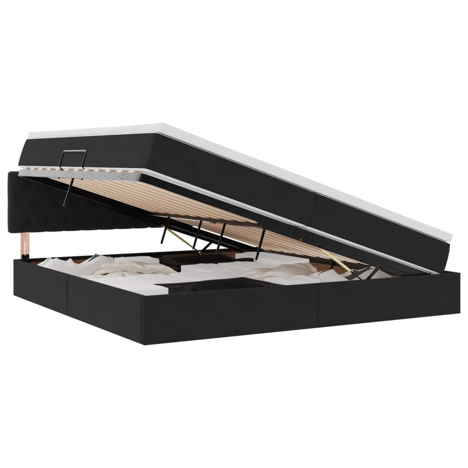 vidaXL Stauraumbett mit Matratze Schwarz 200 x 200 cm Samt 3370841 günstig online kaufen