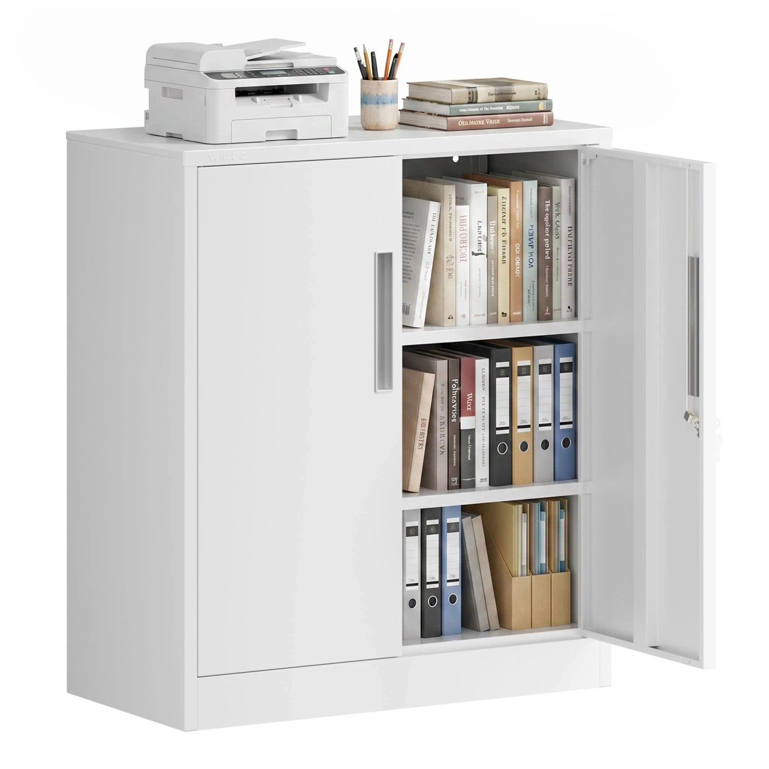 Wiltec Aktenschrank Stahl 80X40X92Cm Weiß Büroschrank Metallschrank Ordner
