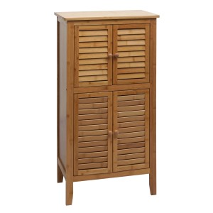 MCW Badezimmerschrank B18 aus Bambus mit 4 Türen, 100x50x30cm.