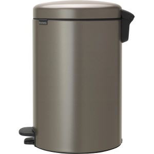 Brabantia Treteimer NewIcon 20 l in Platinum: runder Mülleimer mit Pedal.