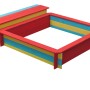 Farbenfroher SwingKing Sandkasten Jade (150x120 cm) mit Deckel und Staufach.