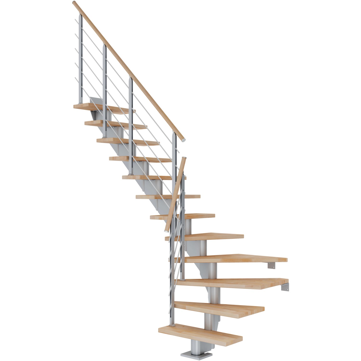 Dolle Mittelholmtreppe Hamburg Buche Perlgrau GH bis 322 cm 1/4 Gewendelt 8 günstig online kaufen